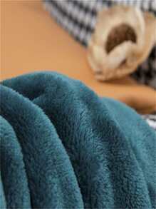 1入組撞色滾邊蓋毯 - 綠色 - 查看 4