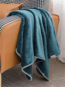 1入組撞色滾邊蓋毯 - 綠色 - 查看 9
