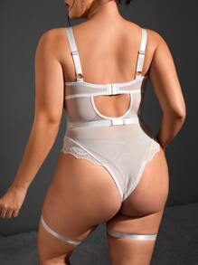 Classic Sexy Áo Lót Gọi cảm Kích Thước Lớn Tương phản ren màu trơn - trắng - Xem 2