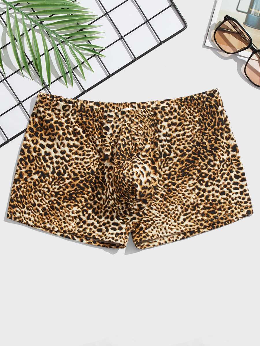 Men's Leopard Print High Stretch Fabric Naughty Swim Trunks