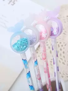 4入組蝴蝶樣式隨機中性筆 - 彩色 - 查看 1