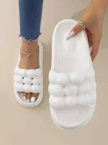 Chanclas banda única con abertura - Blanco - Ver 1
