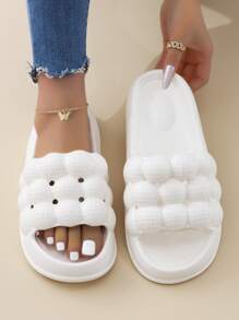 Chanclas banda única con abertura - Blanco - Ver 3