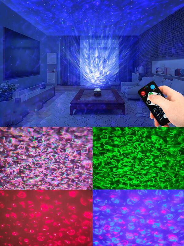 1pc Multifunction USB Power Projection Light, Wave 7 Color Changing Night Light Projector With