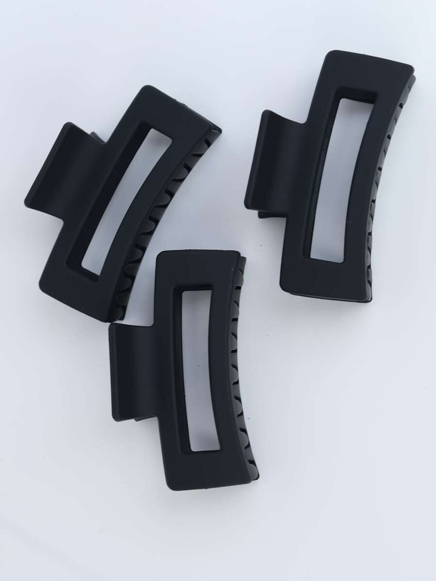 3 chiếc kẹp tóc hình vuông, phụ kiện tóc, kẹp tóc thời trang cho kỳ nghỉ. - màu đen - Xem 1