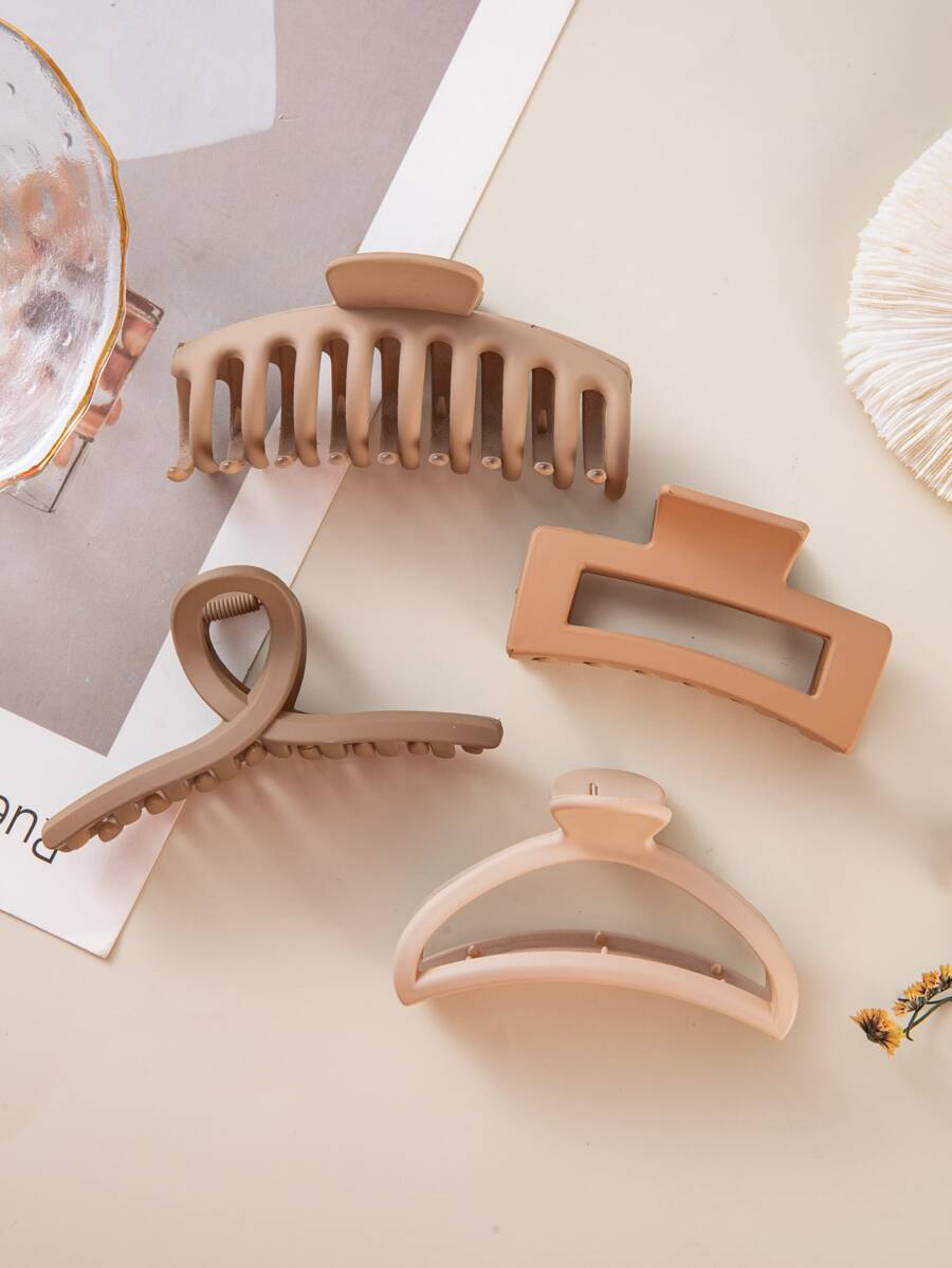 4pcs Square & Semicircle Design Hair Claw