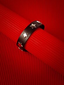 ROMWE Grunge Punk 星形裝飾手環 - 黑色 - 查看 3