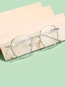 几何框架眼镜 - 銀色 - 查看 1