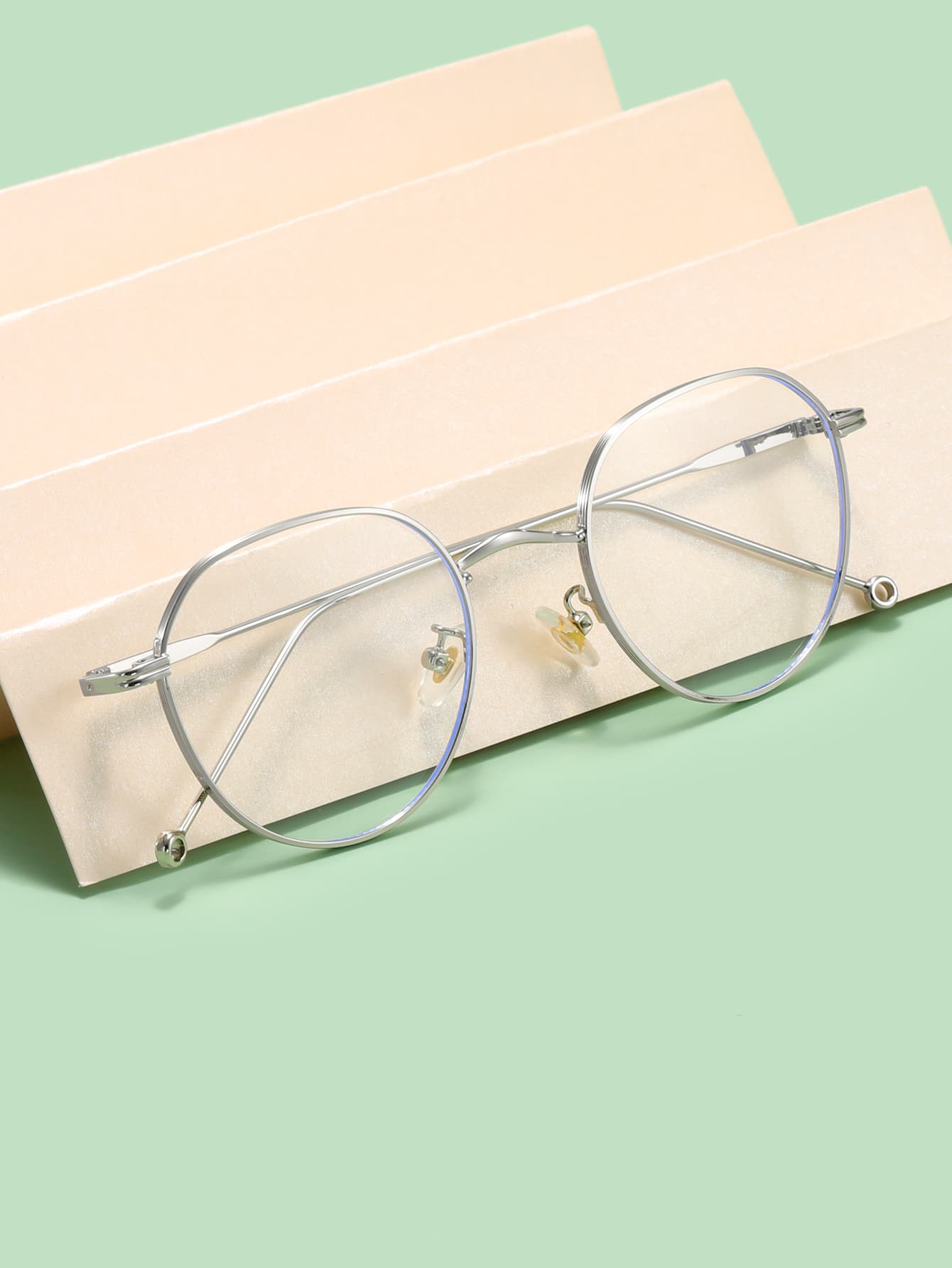 几何框架眼镜 - 銀色 - 查看 1