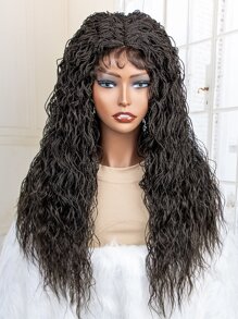 4*4蕾絲長款人造假髮 - 黑色 - 查看 1