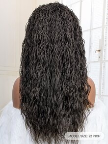 4*4蕾絲長款人造假髮 - 黑色 - 查看 3