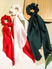 3 件裝純色圍巾髮帶適合日常使用女孩髮型休閒可愛 - 彩色 - 查看 1