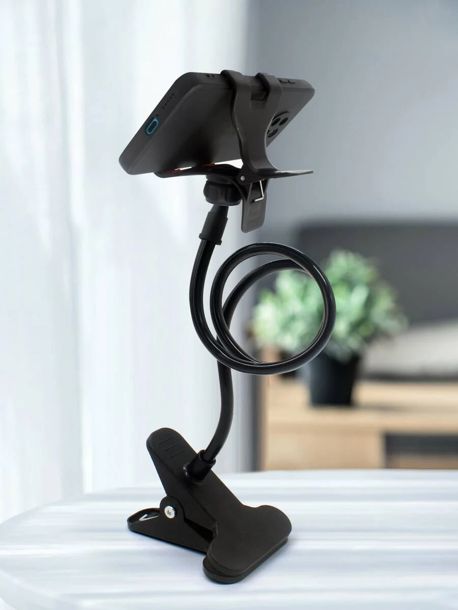 Soporte para teléfono de cuello de cisne minimalista - Negro - Ver 1