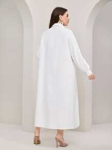 Mulvari Plus Button Front Shirt Dress - White - View 3