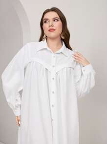 Mulvari Plus Button Front Shirt Dress - White - View 5