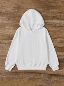 SHEIN 女孩愛心和標語圖案落肩袖連帽衫