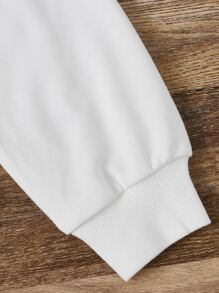 SHEIN 女孩愛心和標語圖案落肩袖連帽衫