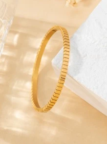 Textured Cuff Bangle - Yellow Gold - View 2
