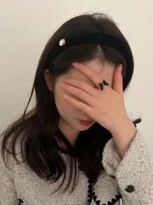 Rhinestone Decor Headband - Black - View 4