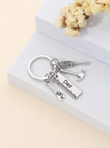 1個仿金屬工具鑰匙扣,父親節dad字母設計 - 銀色 - 查看 1