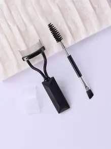 1 Pc Black Eyelash Comb + 1 Pc Double-Ended Eyelash Brush - Black - View 2