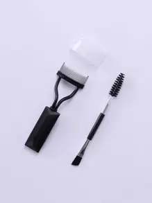 1 Pc Black Eyelash Comb + 1 Pc Double-Ended Eyelash Brush - Black - View 3