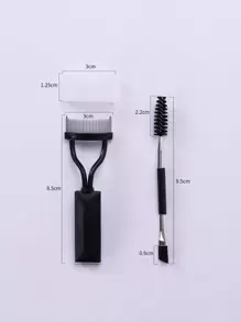 1 Pc Black Eyelash Comb + 1 Pc Double-Ended Eyelash Brush - Black - View 8