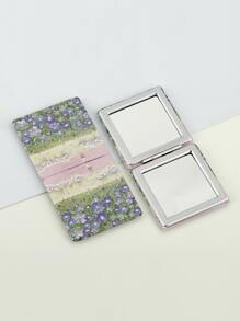 1 件双面化妆镜高跟鞋女孩漂亮花朵圆形方形礼物送给妈妈女朋友姐妹朋友老师爱人 - 彩色 - 查看 2