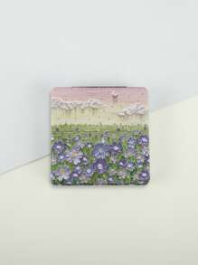 1 件双面化妆镜高跟鞋女孩漂亮花朵圆形方形礼物送给妈妈女朋友姐妹朋友老师爱人 - 彩色 - 查看 4