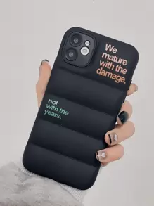Letter Graphic Puffer Phone Case - Black - View 2