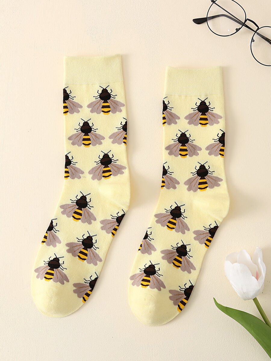 男士蜜蜂樣式中筒襪