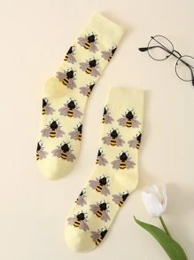 男士蜜蜂樣式中筒襪