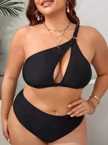 Top bikini de un hombro con abertura