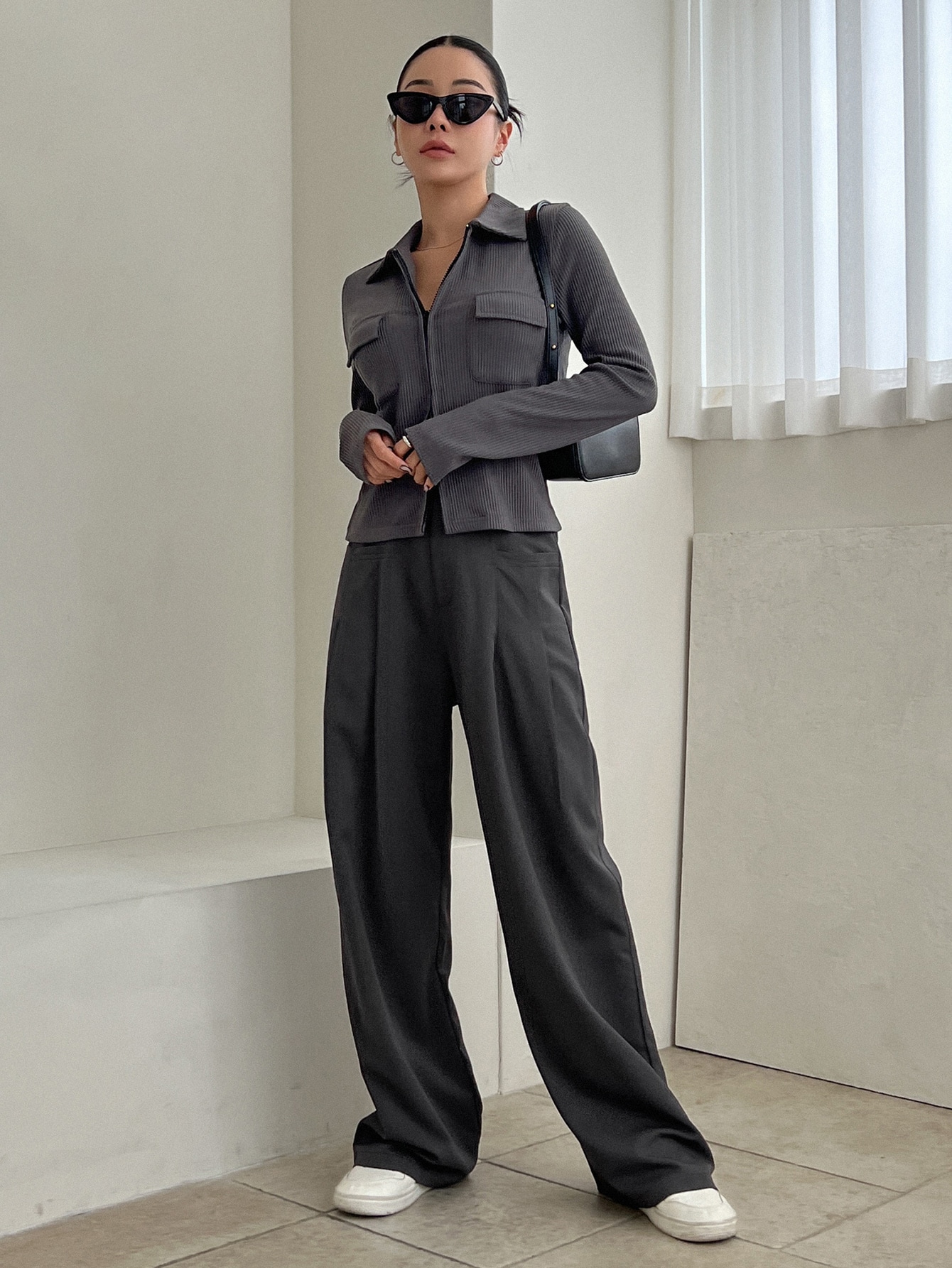 DAZY Flap Pocket Zip Up Jacket SHEIN USA