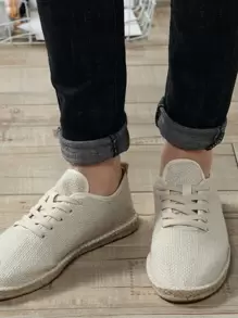 經典時尚男士復古手工編織草編漁夫鞋，扁平懶人鞋鞋帶款式 - 米色 - 查看 5