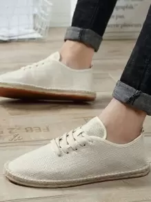 經典時尚男士復古手工編織草編漁夫鞋，扁平懶人鞋鞋帶款式 - 米色 - 查看 6