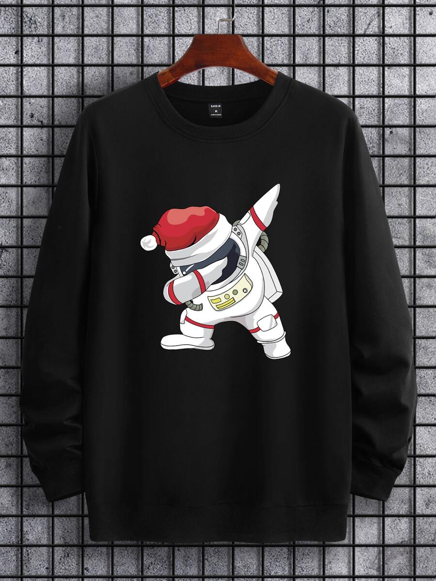 Manfinity Men Christmas Print Sweatshirt - Black - View 1
