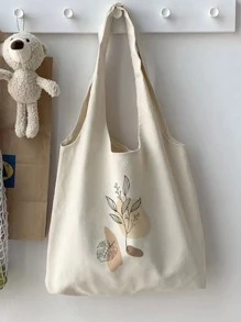 Abstrakte Pflanzen Muster Einkaufstasche, Schultasche für Absolventen, Teenager Mädchen, Studenten in Klasse 9-12, perfekt für draußen, Reisen & Rückkehr zur Schule, Umhängetasche, Handtasche, Schultertasche, Casual, minimalistisch, Urlaub, leicht, tragbar, großes Fassungsvermögen für Frauen, Einkaufen, Urlaub, Strand, Taschen für Studenten, mehrere Fächer, perfekt für Strand, Schule, Arbeit & täglichen Gebrauch, literarische Schultasche & Büchertasche für Frauen oder Studenten, perfekt für Bücher, Einkaufen, Rückkehr zur Schule und mehr - Beige - Übersicht 3