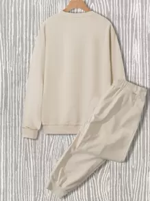 Manfinity Homme Men Floral Print Sweatshirt & Joggers - Apricot - View 2