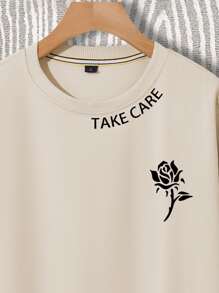 Manfinity Homme Men Floral Print Sweatshirt & Joggers - Apricot - View 4