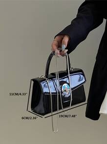 Waterproof Mini Minimalist Flap Artificial Patent Leather Square Bag, Waterproof, Sandproof Transparent Bag, Beach Sports Picnic Snacks Clear Purse For Women - Black - View 4