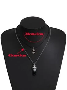 2pcs Moon & Geometric Charm Necklace - Multicolor - View 4
