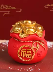 1 pieza Decoración de bolsa de la fortuna de Año Nuevo de resina, decoración del hogar para sala de estar, estudio, dormitorio, comedor, decoración navideña, mejor regalo festivo - Multicolor - Ver 6