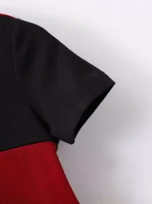 SHEIN Young Boy Contrast Color Letter Print Sports Street Style Regular Sleeve Round Neck Top And Shorts Set For Summer - Multicolor - View 5