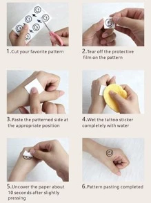 1set Of 6pcs Rose Pattern Temporary Tattoo Stickers - Multicolor - View 3