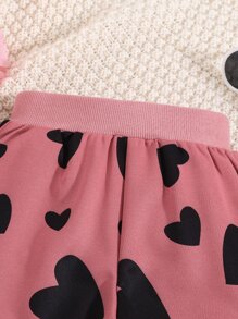 Toddler Girls Heart Print Joggers - Dusty Pink - View 3