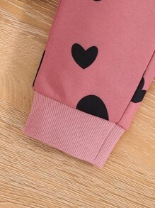 Toddler Girls Heart Print Joggers - Dusty Pink - View 4