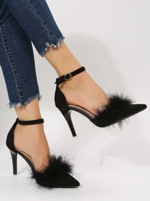 Dép bít mũi nhọn gót nhọn kiểu dáng châu Âu dành cho nữ, dép xỏ ngón thời trang mùa hè, dép cao gót gót nhọn. - màu đen - Xem 1