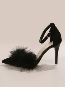 Dép bít mũi nhọn gót nhọn kiểu dáng châu Âu dành cho nữ, dép xỏ ngón thời trang mùa hè, dép cao gót gót nhọn. - màu đen - Xem 5