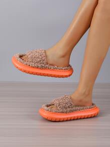 Minimalist Fuzzy Bedroom Slippers - Khaki - View 6